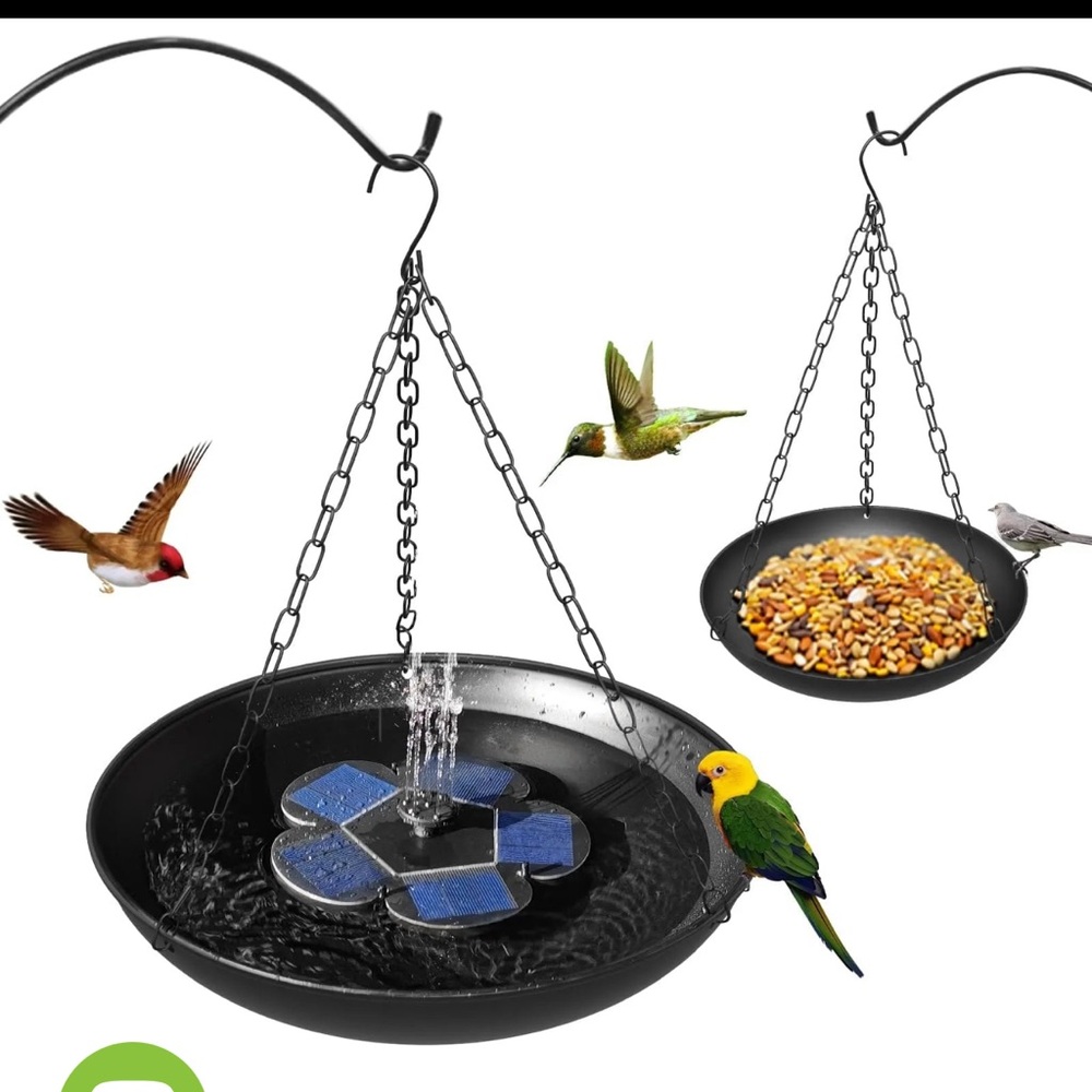 Eco-Friendly Black Solar Bird Bath and Feeder